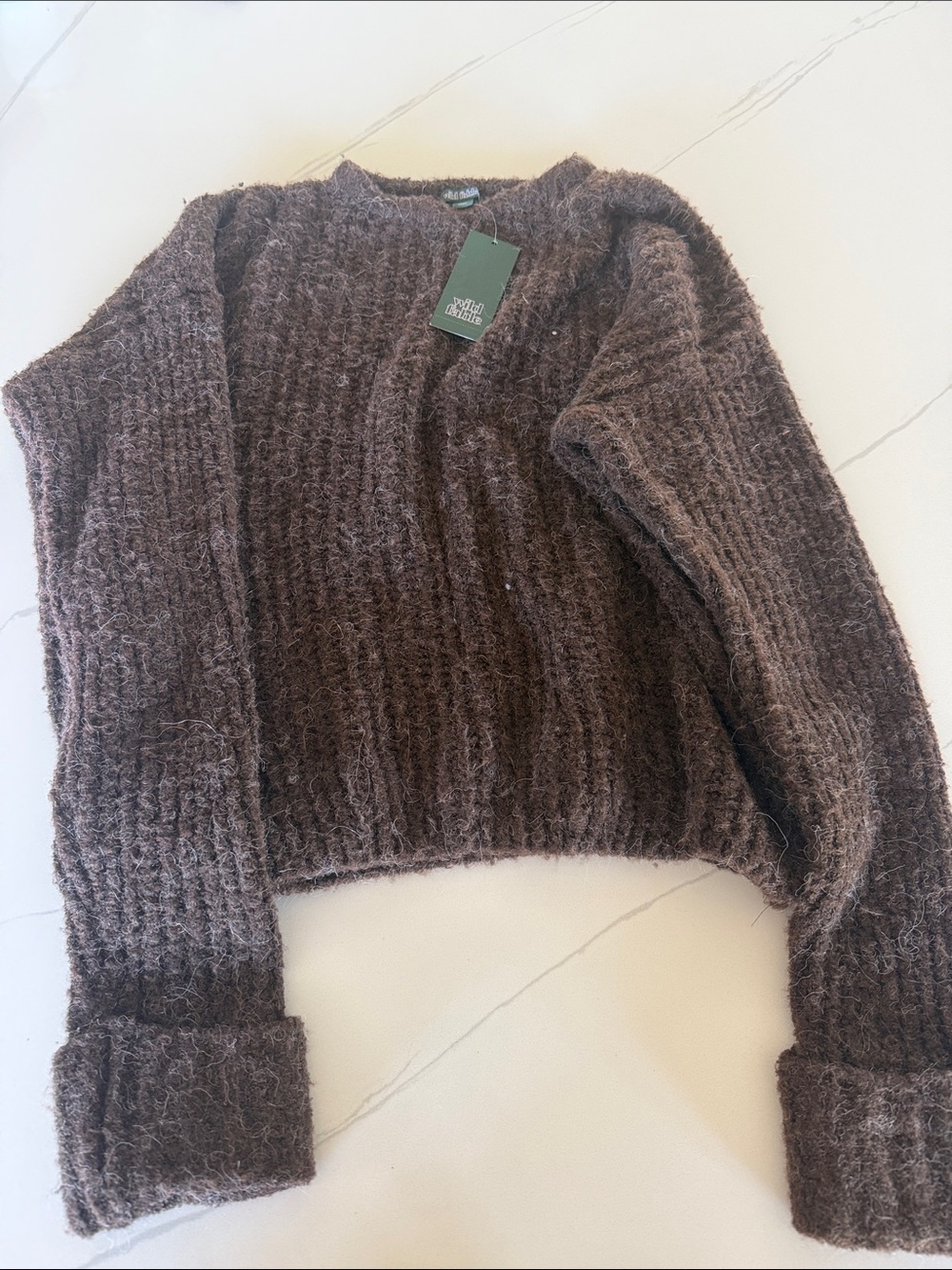 wild fable Chunky Ribbed Brown Crewneck Sweater